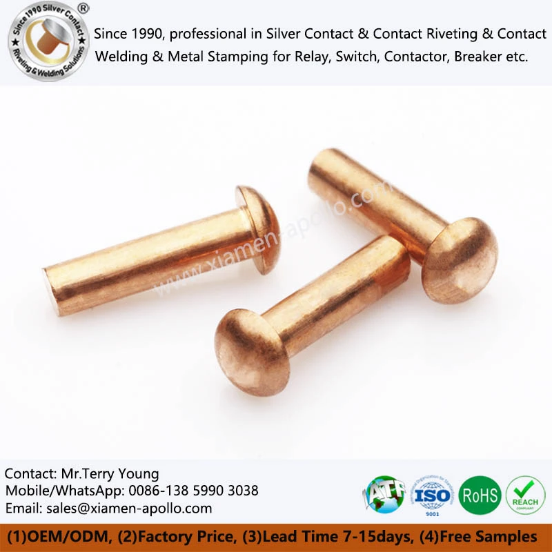 Electrical Copper Rivet Contacts Electrical Copper Rivet Contacts