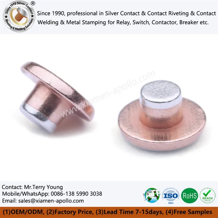 Tri-metal Electrical Rivet Contacts